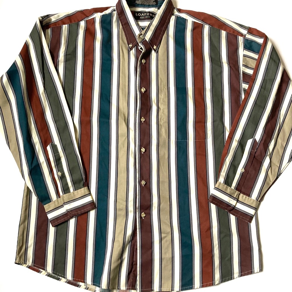 Vintage striped button up shirt xl men’s autumn
